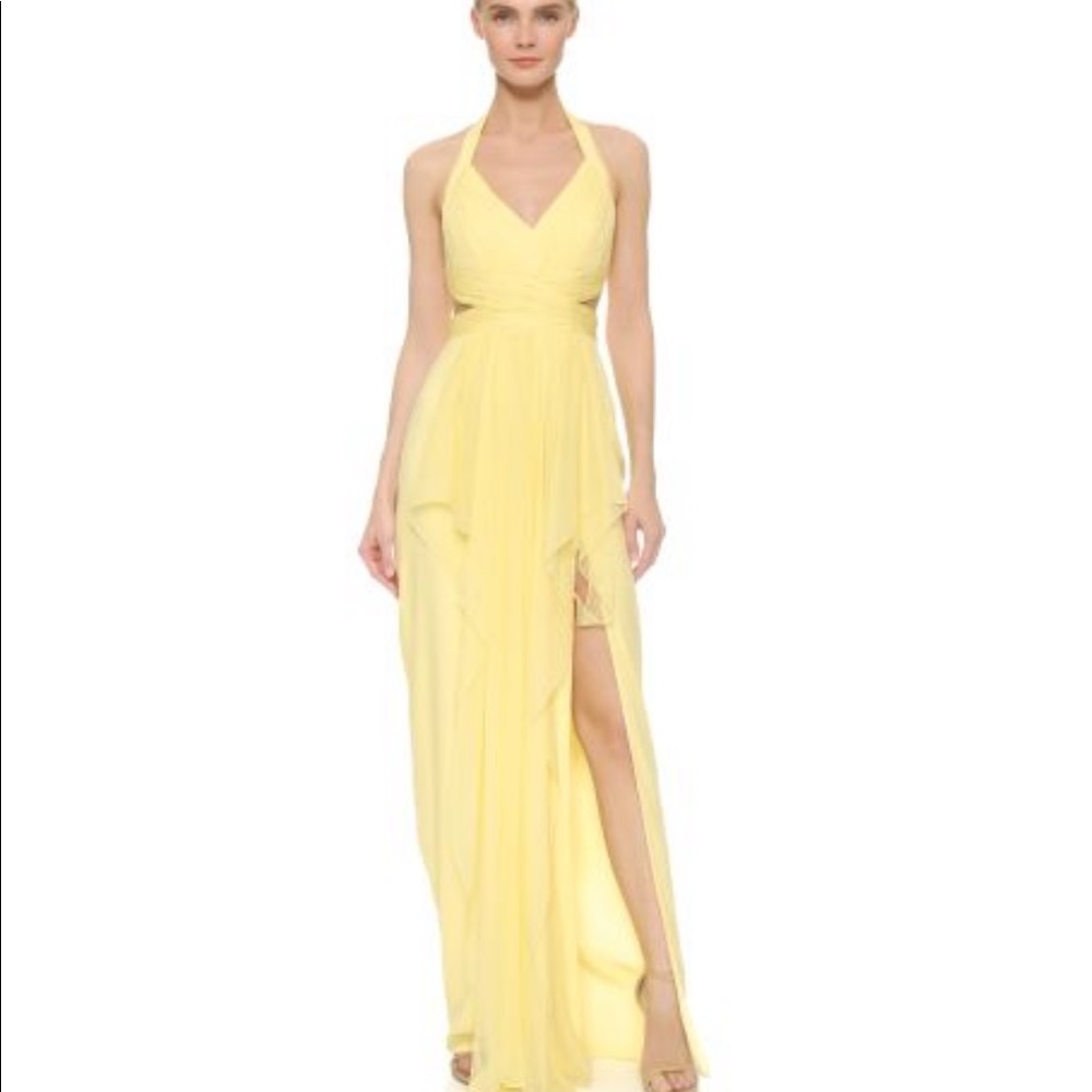 NEW Marchesa Notte Draped Silk Chiffon Halterneck Gown